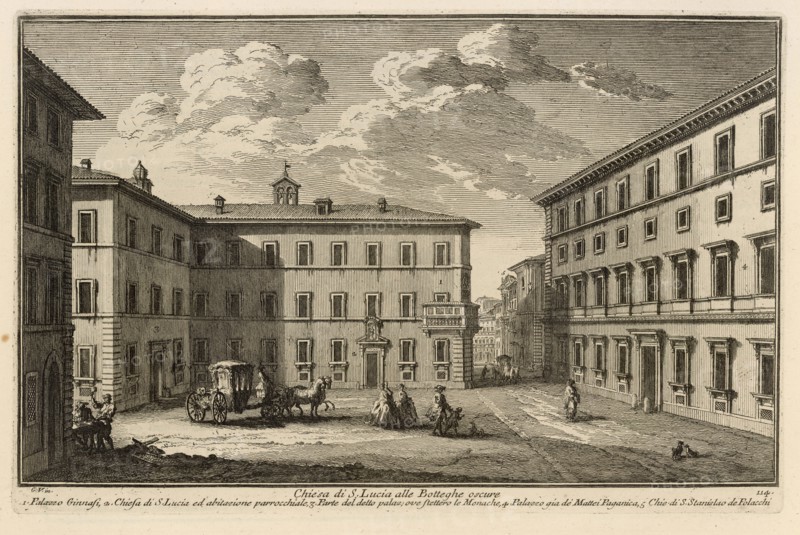 Chiesa di S. Lucia alla Botteghe oscure, Delle magnificenze di Roma antica e moderna, Vasi, Giuseppe, 1710-1782, Engraving, 1747