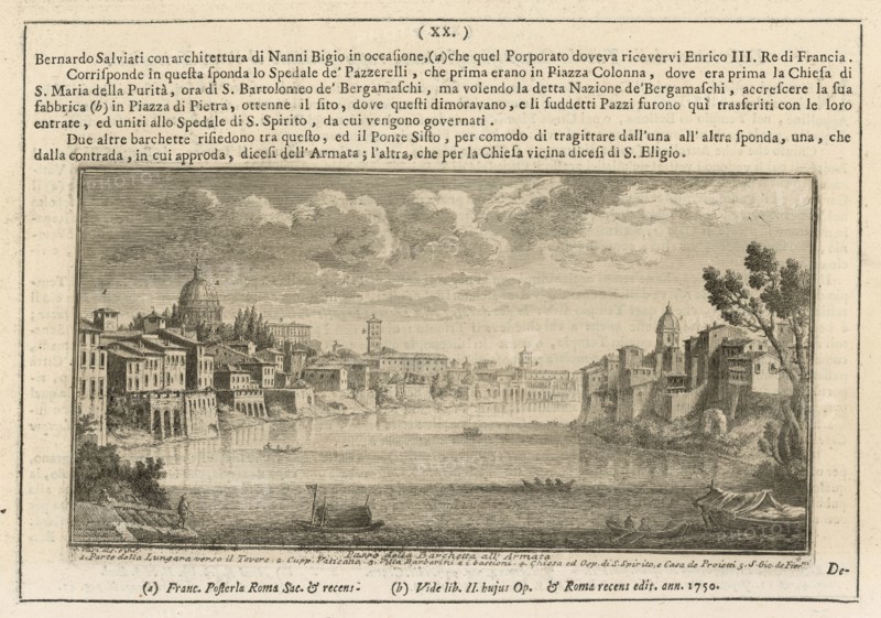 Passo della Barchetta all' Armata, Delle magnificenze di Roma antica e moderna, Vasi, Giuseppe, 1710-1782, Engraving, 1747-1761