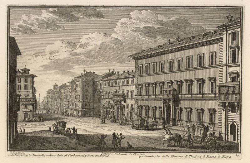 Palazzo Colonna di Sciarra, Delle magnificenze di Roma antica e moderna, Vasi, Giuseppe, 1710-1782, Engraving, 1747-1761, plate
