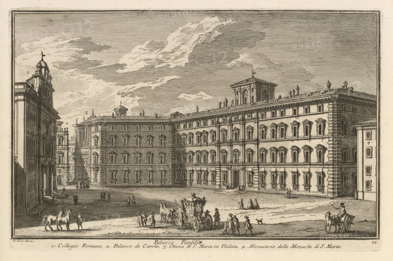Palazzo Panfilio, Delle magnificenze di Roma antica e moderna, Vasi, Giuseppe, 1710-1782, Engraving, 1747-1761, plate 66