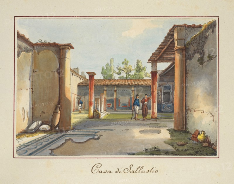 Casa di Sallustio, Pompei, Unknown, Watercolor, ca. 1840?, House VI 2, 4