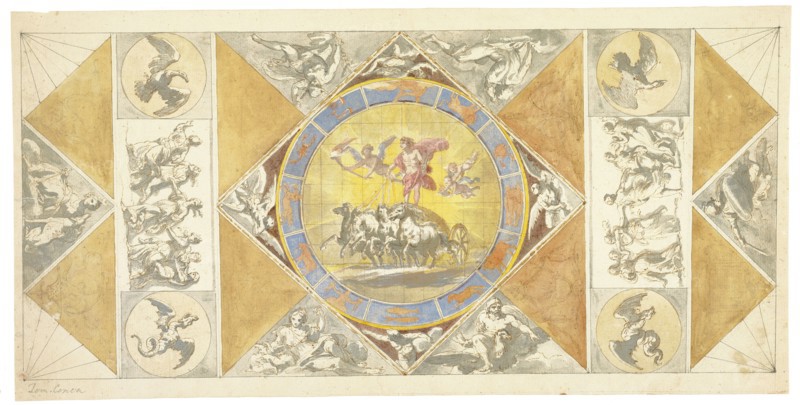 Unexecuted ceiling design for the Stanza del Sole, Antonio Asprucci architectural drawings for the Villa Borghese, ca. 1770