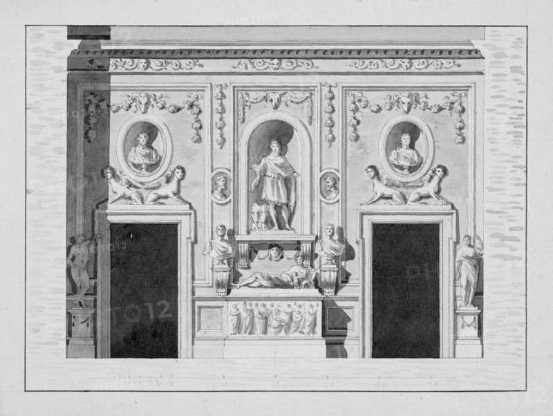 Elevation for the Stanza del Sole, Antonio Asprucci architectural drawings for the Villa Borghese, ca. 1770-ca. 1793, Asprucci