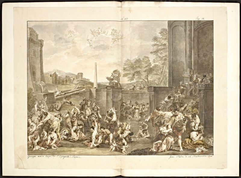 Catalogue raisonne et figure de ses tableaux, La Galerie Électorale de Düsseldorf, Pigage, Nicolas de, 1723-1796, Red crayon