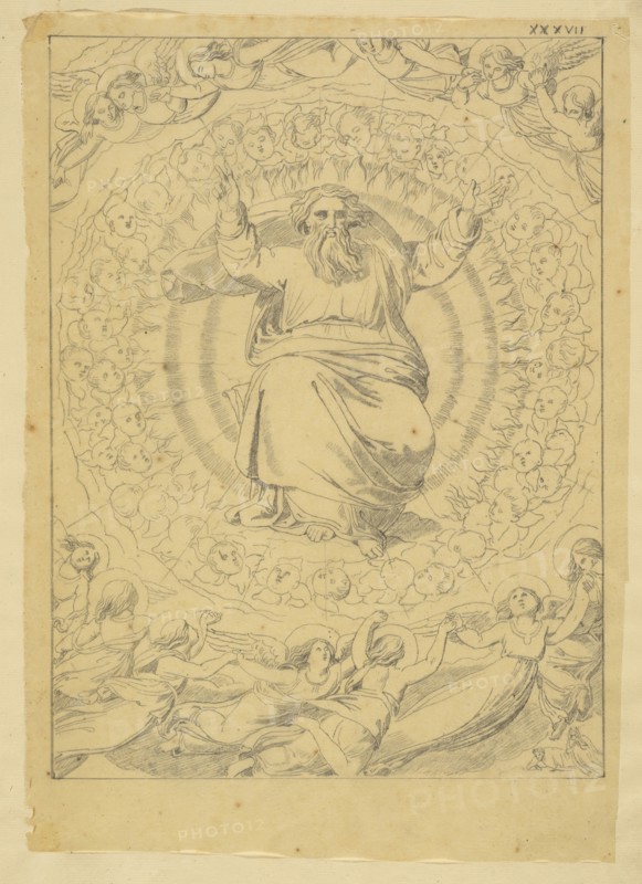 Canto XXVII? Illustrations to Dante's Paradiso, Nenci, Francesco, 1782-1850, Pencil on tracing paper, between ca. 1830