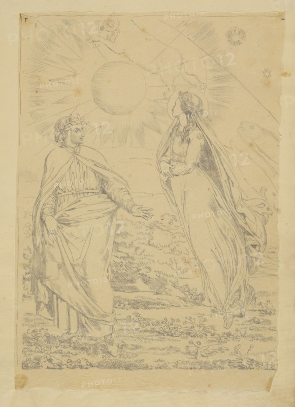 Canto I, 58-66 Illustrations to Dante's Paradiso, Nenci, Francesco, 1782-1850, Pencil on tracing paper, between ca. 1830
