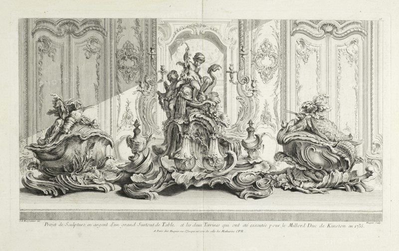 Projet de sculpture en argent d'un grand surtout de table, Oeuvre de Juste Aurele Meissonnier peintre sculpteur architecte andc