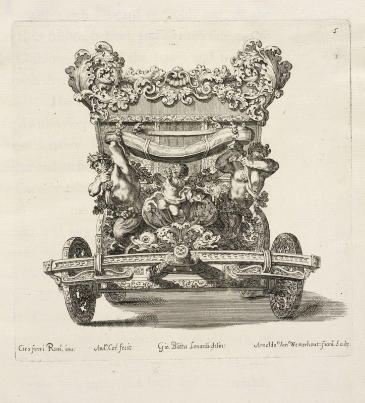Front view of the Earl of Castlemaine's carriage adorned with two tritons, An account of His Excellence Roger Earl of