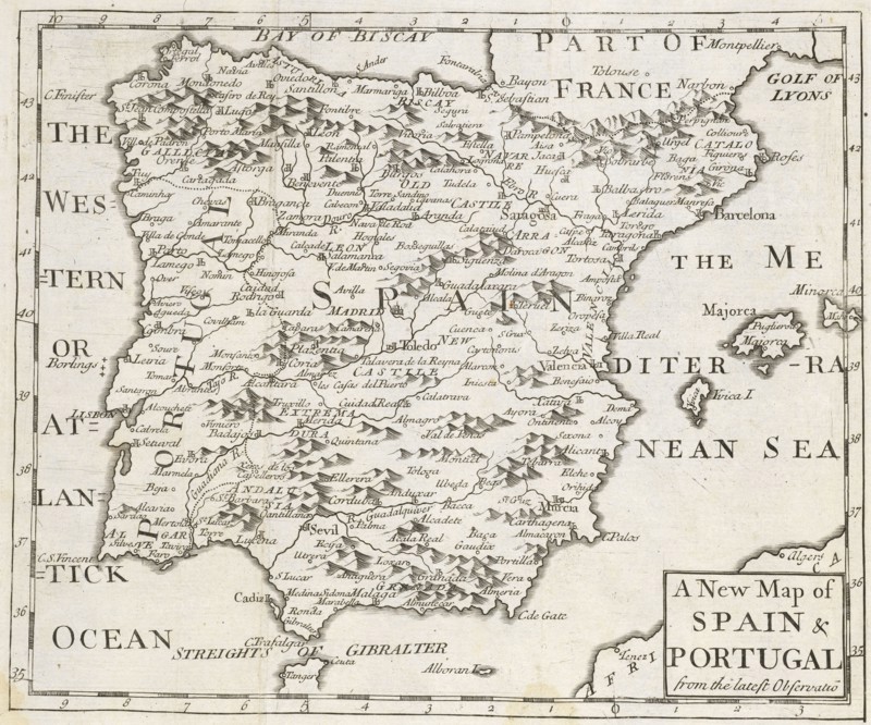 A new map of Spain and Portugal, from the latest observations, Geography anatomiz'd, or, The geographical grammar: being a short