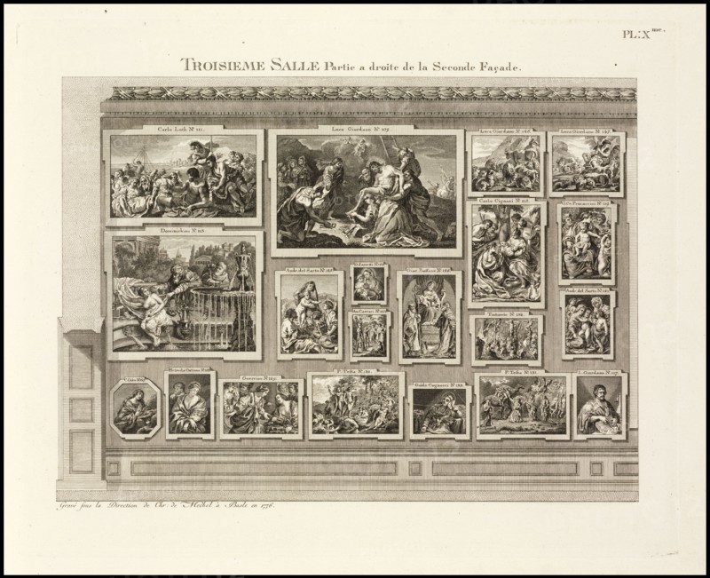 Troisieme salle, partie a droite de la seconde façade, La Galerie electorale de Dusseldorff ou catalogue raisonné
