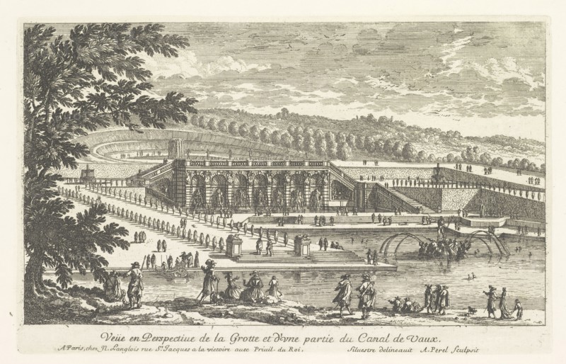Veue en perspective de la grotte et d'une partie du canal de Vaux, Perelle engravings of Paris, royal residences, chateaux