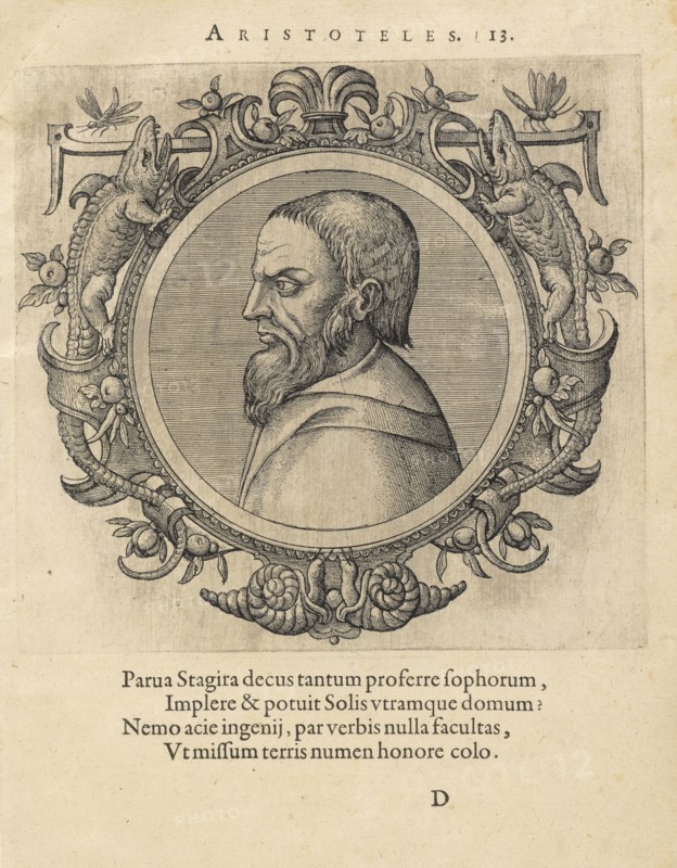 Aristoteles, Icones veterum aliquot, ac recentium medicorum, philosophorumque elegiolis suis editae, Borcht, Petrus van der