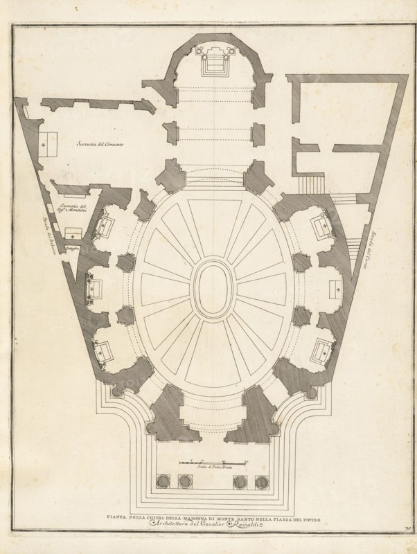 Pianta della Chiesa della Madonna di Monte Santo nella piazza del Popolo, Stvdio d'architettvra civile sopra gli ornamenti