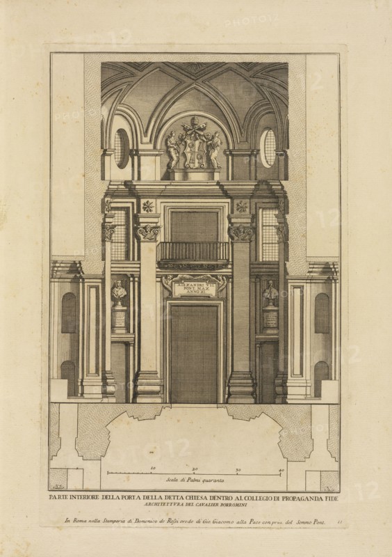 Parte interiore della porta della detta chiesa dentro al Collegio di Propaganda Fide, Stvdio d'architettvra civile sopra