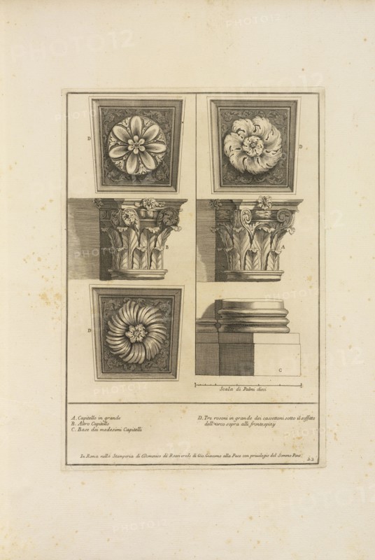 two capitals and one column base in the Chiesa di San Carlo alle Quattro Fontane, Stvdio d'architettvra civile sopra