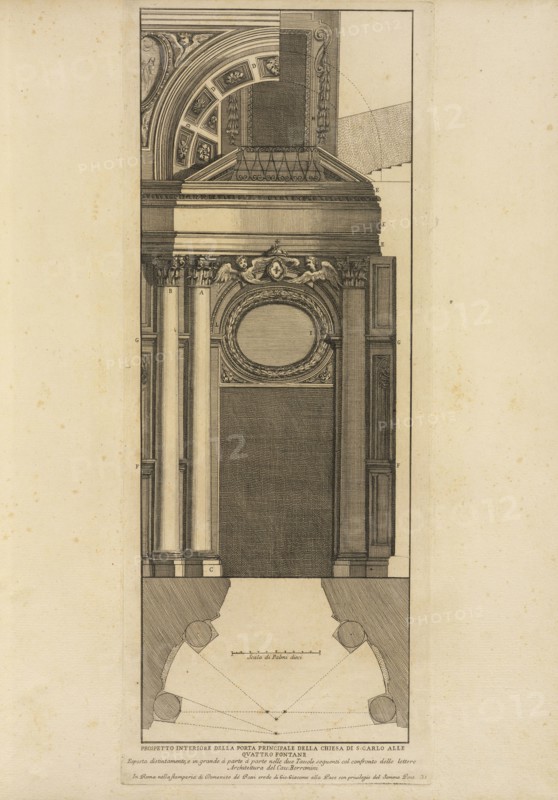 Prospetto interiore della porta principale della Chiesa di S. Carlo alle Quattro Fontane, Stvdio d'architettvra civile sopra