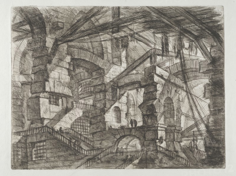 Invenzioni capric di carceri all'acqua forte, Piranesi, Giovanni Battista, 1720-1778, burnishing, scratching, black-and-white