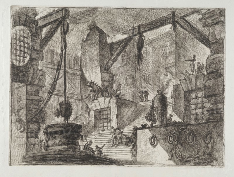 Invenzioni capric di carceri all'acqua forte, Piranesi, Giovanni Battista, 1720-1778, burnishing, scratching, black-and-white