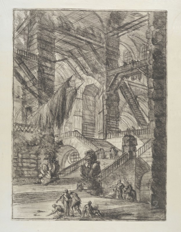 Invenzioni capric di carceri all'acqua forte, Piranesi, Giovanni Battista, 1720-1778, burnishing, scratching, black-and-white