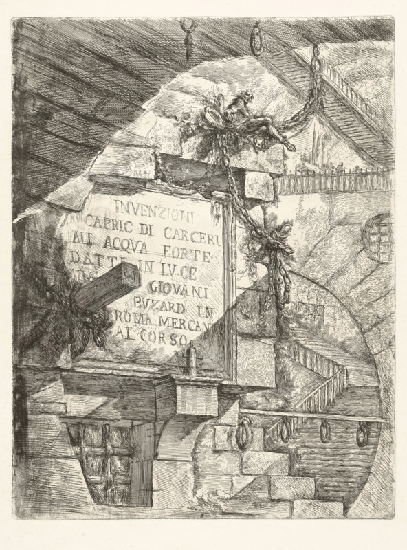 Invenzioni capric di carceri all'acqua forte, Piranesi, Giovanni Battista, 1720-1778, burnishing, scratching, black-and-white