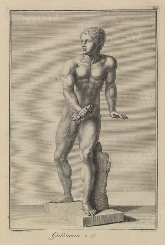 Gladiateur, Recueil des marbres antiques qui se trouvent dans la galerie du roy de Pologne., Staatliche Kunstsammlungen Dresden