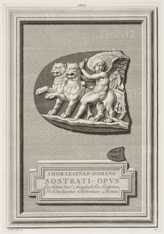 Love Subduing Lions, Pierres antiques gravées, sur lesquelles les graveurs ont mis leurs noms, Picart, Bernard, 1673-1733