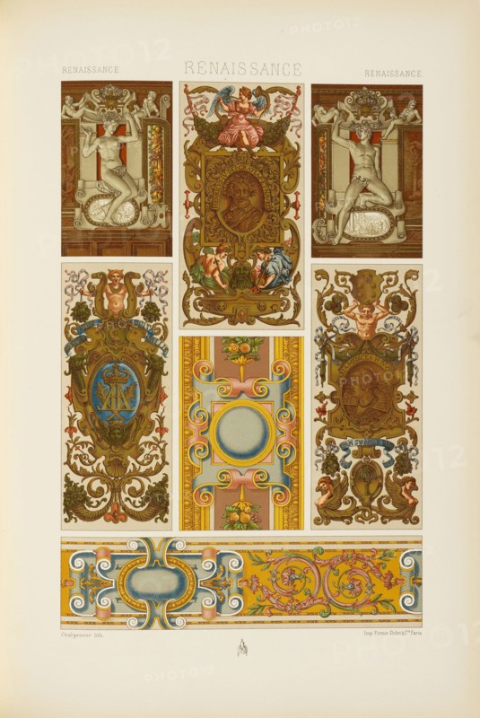 Renaissance L'ornement polychrome, Charpentier, Firmin-Didot, Firm, Racinet, A., Auguste, 1825-1893, Chromolithograph
