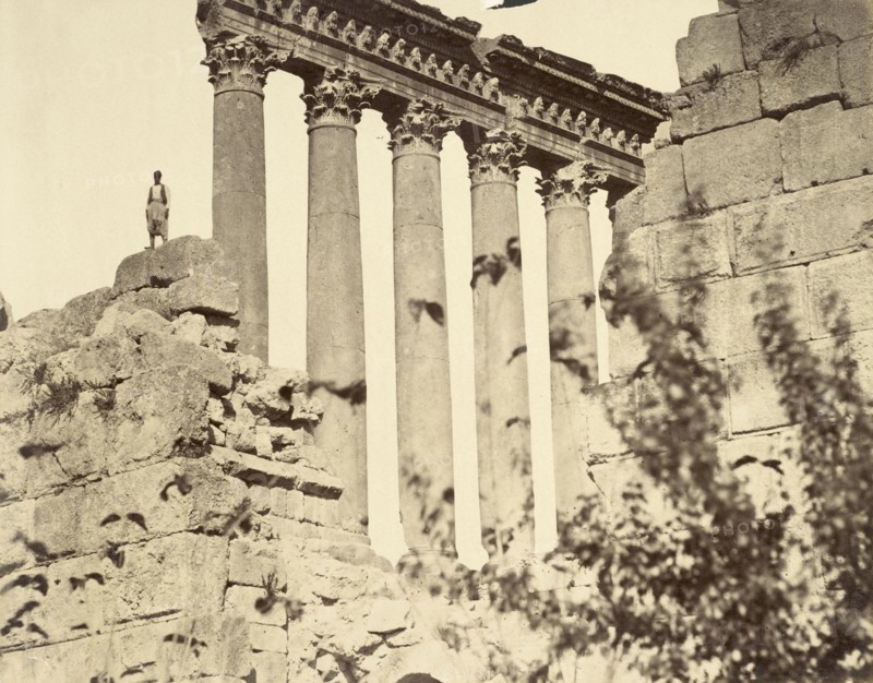 Temple of the Sun, Baalbec, Lebanon, orientalist photography, Bonfils, Félix, 1831-1885, Albumen, 1870s