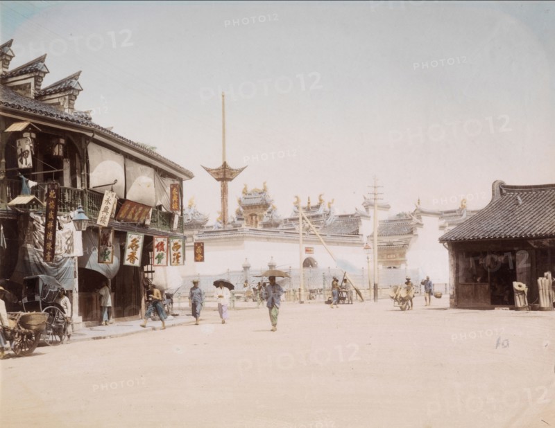 Guangzhou, ?, guild compound in the International Settlement, Shanghai, Views and scenes of China, Albumen; watercolor