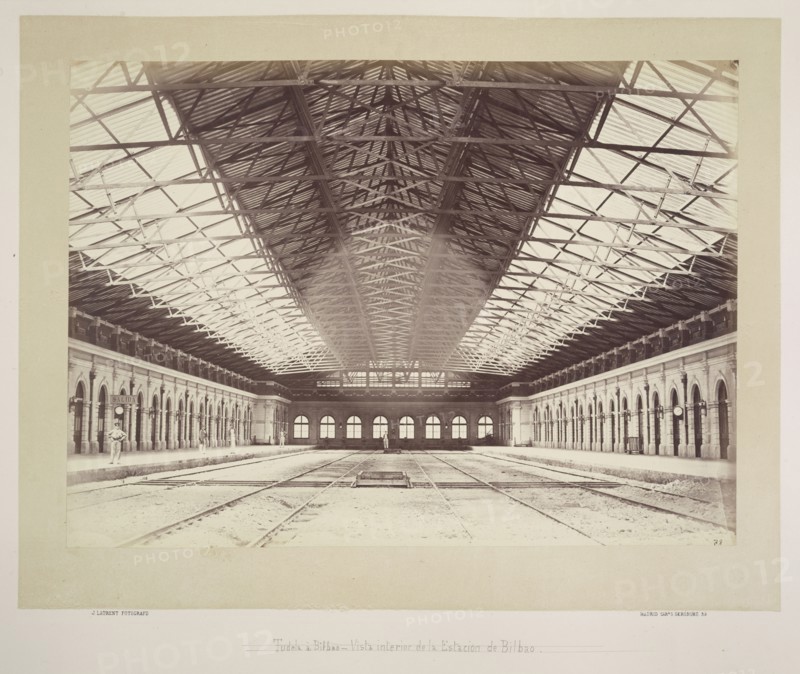 Tudela a Bilboa - Vista interior de la Estation de Bilbao, Photographs of Spanish railroad stations, Laurent y Minier, Jean