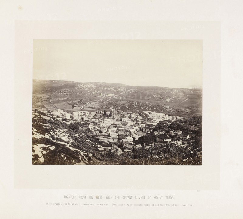 Nazareth from the west, with the distant summit of Mount Tabor, orientalist photography, F. Frith, Good, Frank M., 1860s