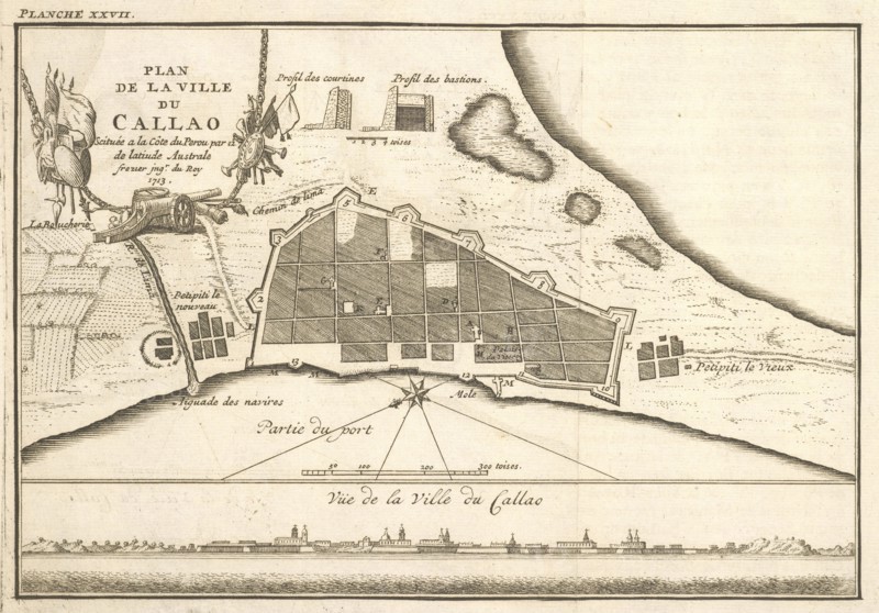 Plan de la ville du Callao, Relation du voyage de la mer du Sud aux cotes du Chili, du Perou, et du Bresil