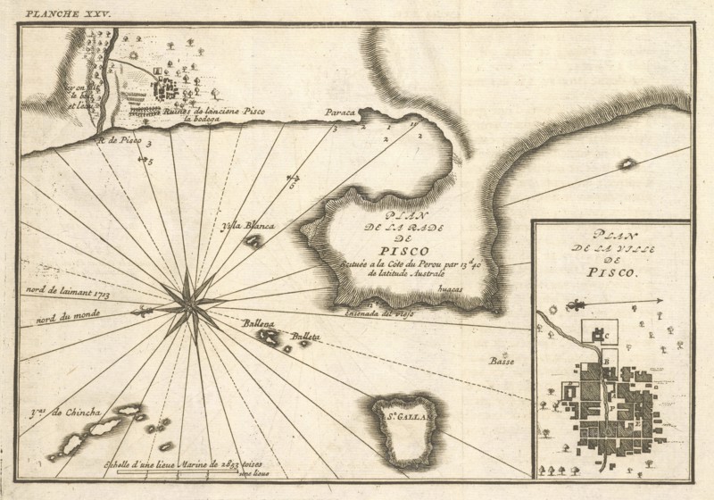 Plan de la ville de Pisco, Plan de la rade de Pisco, Plan de la ville de Pisco, Relation du voyage de la mer du Sud