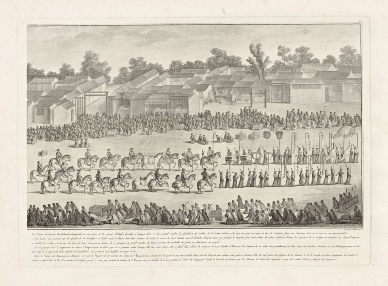 La litiere est fermée de jalousies, Conquêtes de l'empereur de la Chine, China, Helman, Isidore-Stanislas, 1743-1809, engraving
