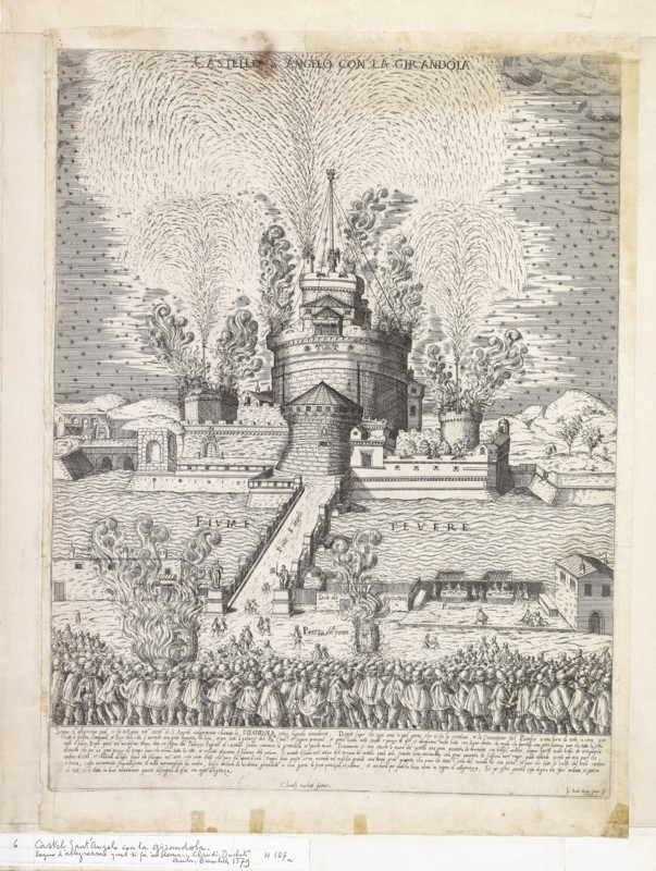 Castello S. Angelo con la girandola, Specvlvm Romanae magnificentiae, Duchet, Claude, ca. 1515-ca. 1565, Engraving, 1579