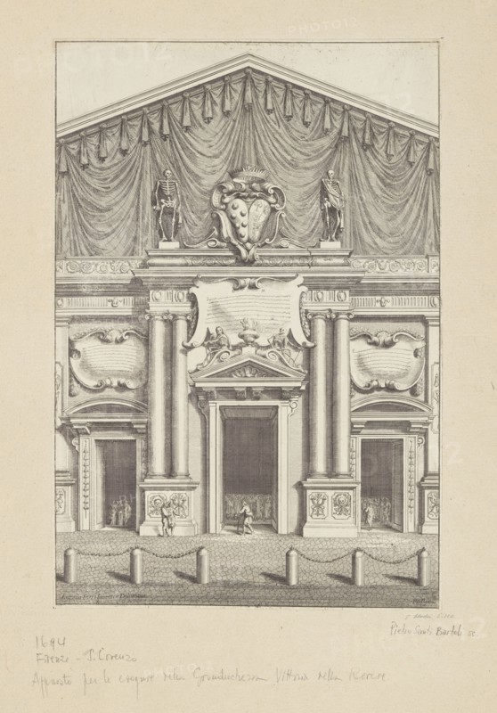 Decoration of the facade of San Lorenzo, Florence, Collection of festival prints, 1530-1887, Bartoli, Pietro Santi, 1635-1700