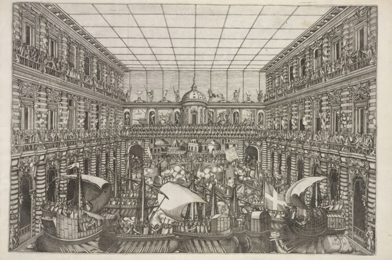 Naumachia in the courtyard of Palazzo Pitti, Festival prints relating to the wedding of the Grand Duke Ferdinando I de Medici to