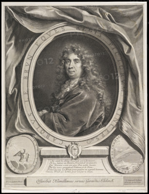 Carolus Le Brun eques regis pictorum princeps, Edelinck, Gérard, 1640-1707, Largillierre, Nicolas de, 1656-1746, Engraving