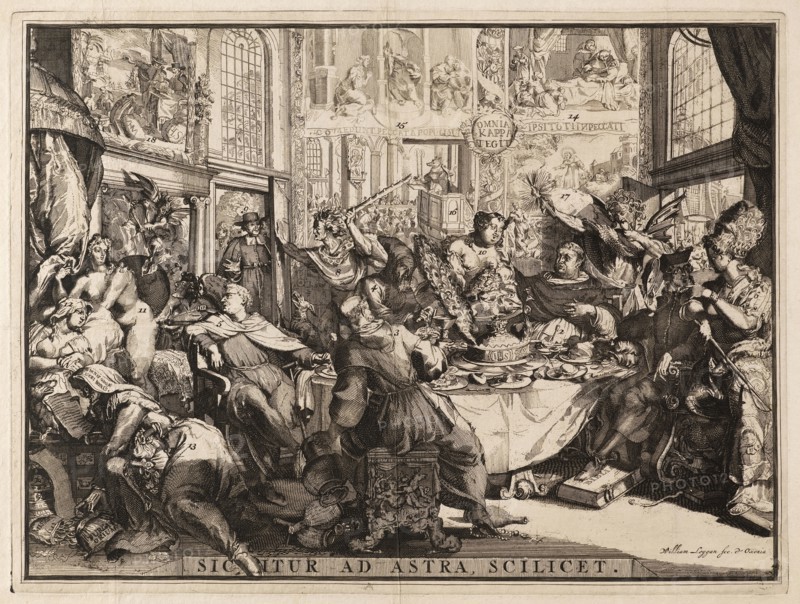 SIC ITUR AD ASTRA SCILICET, Romeyn de Hooghe etchings, 1667-ca. 1700., de Hooghe, Romeyn, 1645-1708, Etching, 1689