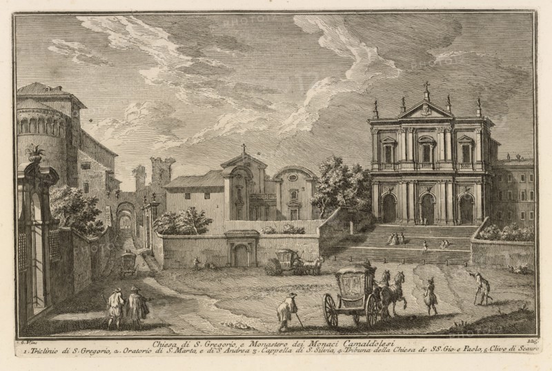 Chiesa di S. Gregorio, e Monastero dei Monaci Camaldolesi, Delle magnificenze di Roma antica e moderna, Vasi, Giuseppe, 1710