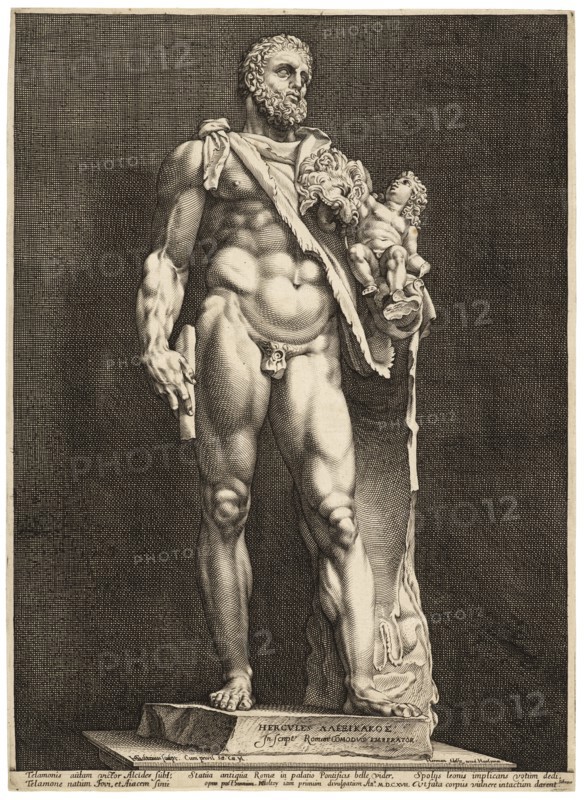 Hercvles Alexikakos: in script. Roman. Cömodvs Imperator, Adolfsz., Harmen, Goltzius, Hendrik, 1558-1617, Engraving, 1617