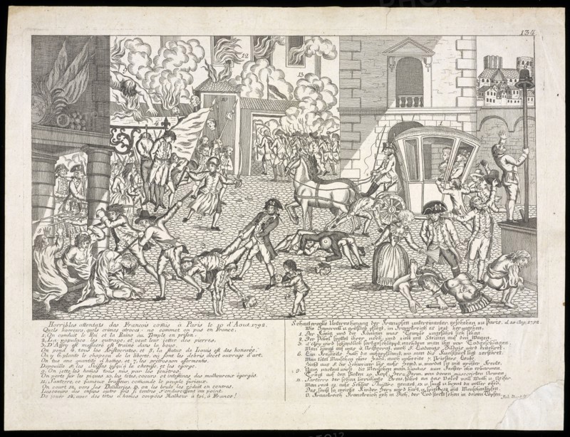 Horribles attentats des Francois commis à Paris le 10 d'aout 1792: Schautervolle Unternehmung der Franzosen untereinanter