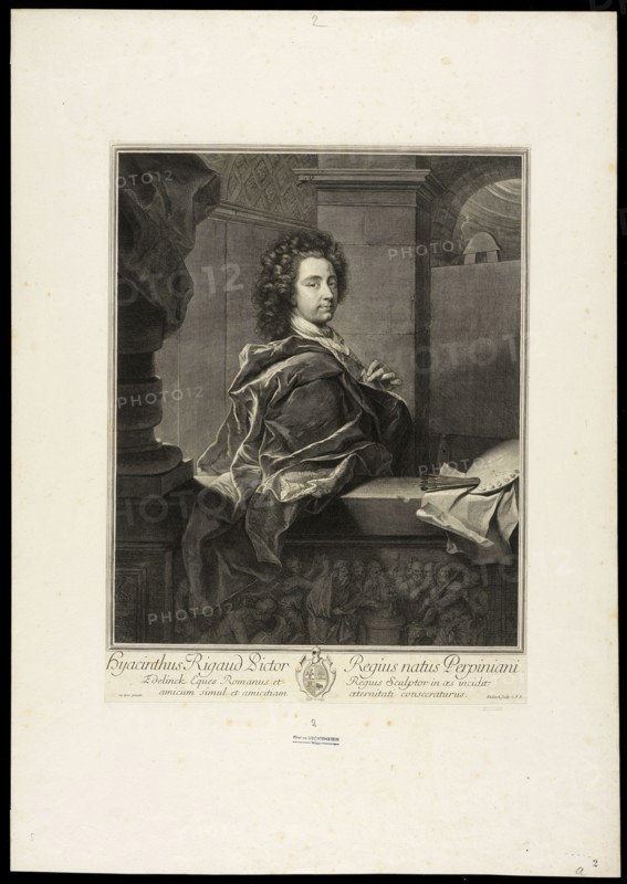 Hyacinthus Rigaud pictor regius natus Perpiniani, Edelinck, Gérard, 1640-1707, Engraving, 1698