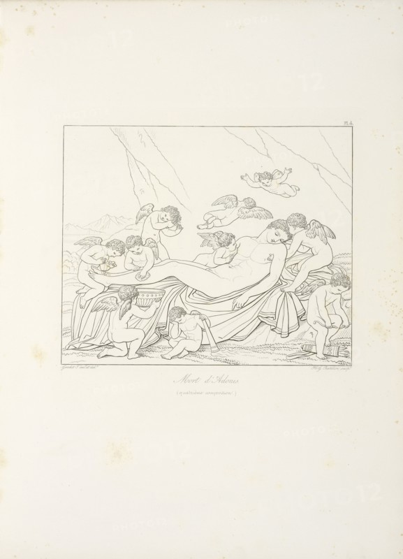Mort d'Adonis, quatrieme composition, Sappho, Bion, Moschus, Chatillon, Henri Guillaume, ca. 1780-1856, Girodet-Trioson