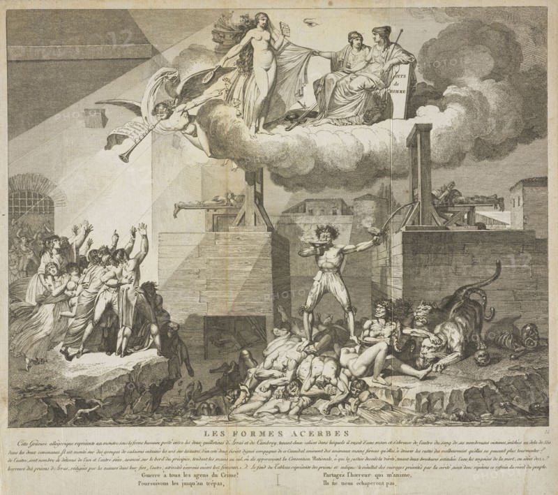 Les formes acerbes, Prints of the French Revolution, Etching, black-and-white, 1795