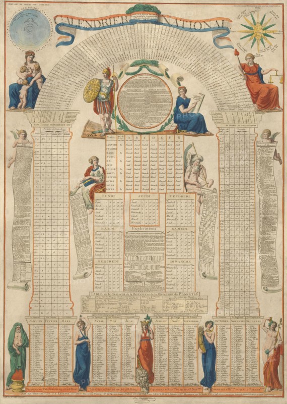 Calendrier national calculé pour 30 ans et présenté à la Convention nationale en décembre 1792, Prints of the French Revolution