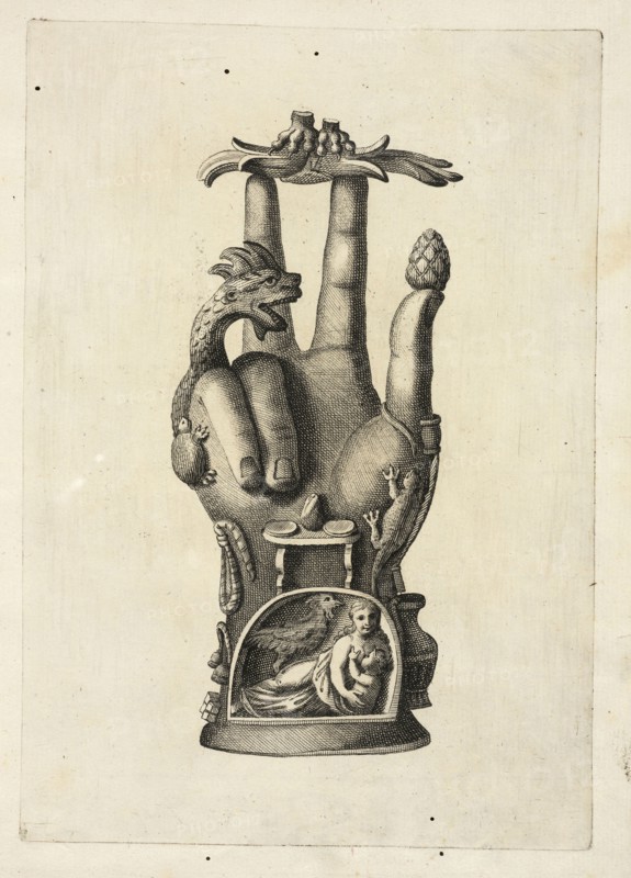 Mano di bronzo, detta Pantea, Alcuni monumenti del Museo Carrafa, Daniele, Francesco, 1740-1812, Engraving, etching, 1778