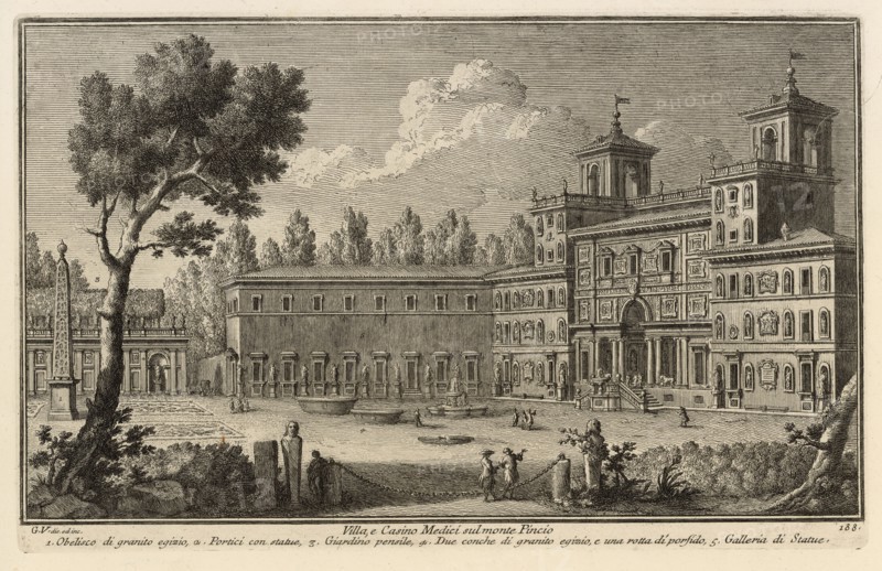 Villa, e Casino Medici sul monte Pincio, Delle magnificenze di Roma antica e moderna, Vasi, Giuseppe, 1710-1782, Engraving