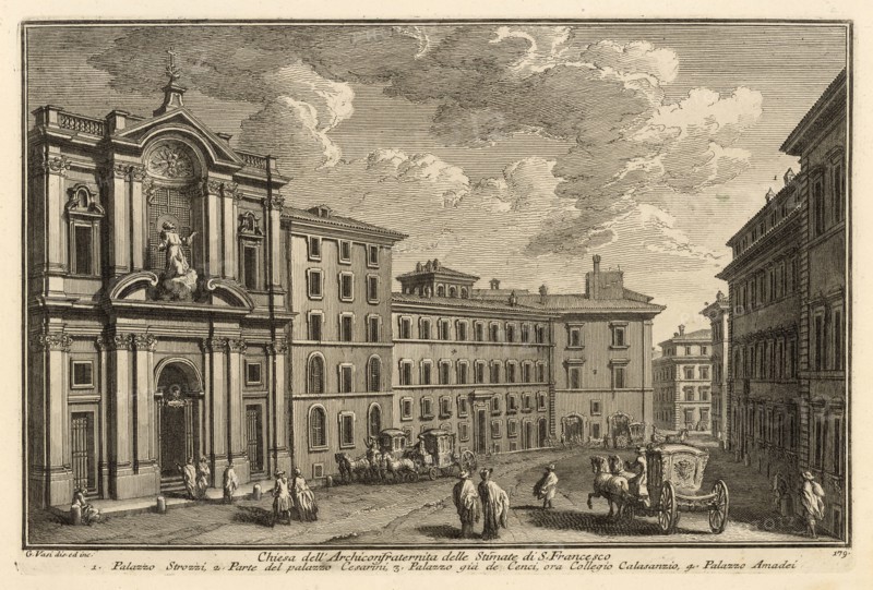 Chiesa dell' Archiconfraternita delle Stimate di S. Francesco, Delle magnificenze di Roma antica e moderna, Vasi, Giuseppe, 1710