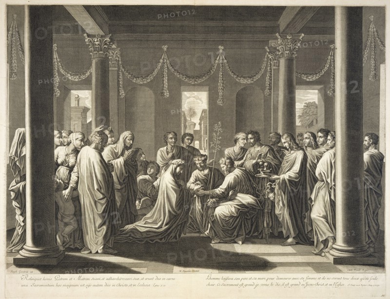 Marriage, print after paintings by Nicolas Poussin, Gantrel, Etienne, 1646-1706, Pesne, Jean, 1623-1700, Poussin, Nicolas, 1594
